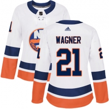 Women's Adidas New York Islanders #21 Chris Wagner Authentic White Away NHL Jersey