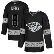 Men's Adidas Nashville Predators #8 Kyle Turris Authentic Black Team Logo Fashion NHL Jersey