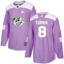 Men's Adidas Nashville Predators #8 Kyle Turris Authentic Purple Fights Cancer Practice NHL Jersey
