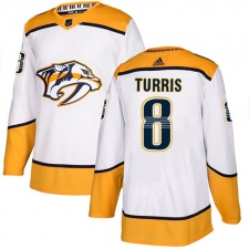 Men's Adidas Nashville Predators #8 Kyle Turris Authentic White Away NHL Jersey