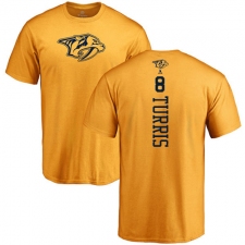 NHL Adidas Nashville Predators #8 Kyle Turris Gold One Color Backer T-Shirt