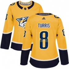 Women's Adidas Nashville Predators #8 Kyle Turris Authentic Gold Home NHL Jersey