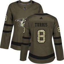 Women's Adidas Nashville Predators #8 Kyle Turris Authentic Green Salute to Service NHL Jersey