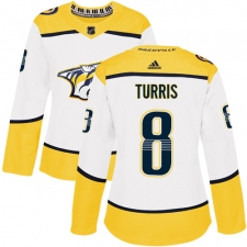 Women's Adidas Nashville Predators #8 Kyle Turris Authentic White Away NHL Jersey