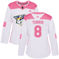 Women's Adidas Nashville Predators #8 Kyle Turris Authentic White ink Fashion NHL Jersey
