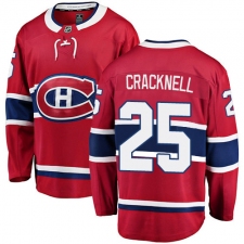 Men's Montreal Canadiens #25 Adam Cracknell Authentic Red Home Fanatics Branded Breakaway NHL Jersey