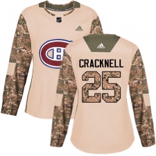 Women's Adidas Montreal Canadiens #25 Adam Cracknell Authentic Camo Veterans Day Practice NHL Jersey