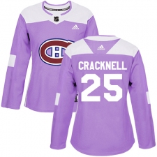 Women's Adidas Montreal Canadiens #25 Adam Cracknell Authentic Purple Fights Cancer Practice NHL Jersey