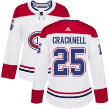 Women's Adidas Montreal Canadiens #25 Adam Cracknell Authentic White Away NHL Jersey