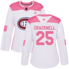 Women's Adidas Montreal Canadiens #25 Adam Cracknell Authentic White Pink Fashion NHL Jersey