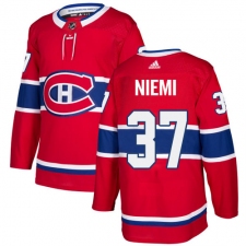 Men's Adidas Montreal Canadiens #37 Antti Niemi Authentic Red Home NHL Jersey