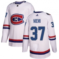 Men's Adidas Montreal Canadiens #37 Antti Niemi Authentic White 2017 100 Classic NHL Jersey
