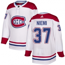 Men's Adidas Montreal Canadiens #37 Antti Niemi Authentic White Away NHL Jersey