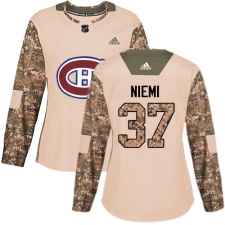 Women's Adidas Montreal Canadiens #37 Antti Niemi Authentic Camo Veterans Day Practice NHL Jerse