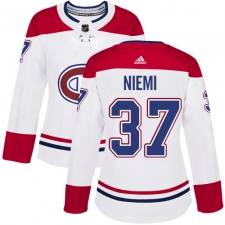 Women's Adidas Montreal Canadiens #37 Antti Niemi Authentic White Away NHL Jersey