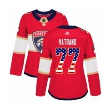 Women's Florida Panthers #77 Frank Vatrano Authentic Red USA Flag Fashion Hockey Jersey