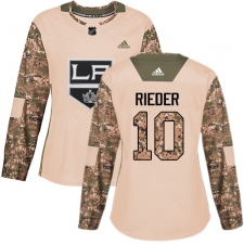 Women's Adidas Los Angeles Kings #10 Tobias Rieder Authentic Camo Veterans Day Practice NHL Jersey