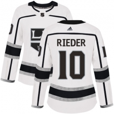 Women's Adidas Los Angeles Kings #10 Tobias Rieder Authentic White Away NHL Jersey