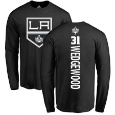 NHL Adidas Los Angeles Kings #31 Scott Wedgewood Black Backer Long Sleeve T-Shirt