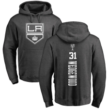 NHL Adidas Los Angeles Kings #31 Scott Wedgewood Charcoal One Color Backer Pullover Hoodie