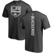 NHL Adidas Los Angeles Kings #31 Scott Wedgewood Charcoal One Color Backer T-Shirt