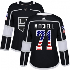 Women's Adidas Los Angeles Kings #71 Torrey Mitchell Authentic Black USA Flag Fashion NHL Jersey