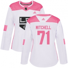 Women's Adidas Los Angeles Kings #71 Torrey Mitchell Authentic White Pink Fashion NHL Jersey