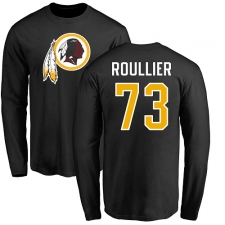 NFL Nike Washington Redskins #73 Chase Roullier Black Name & Number Logo Long Sleeve T-Shirt