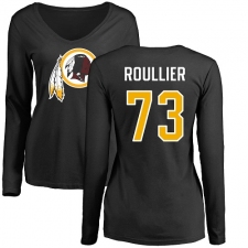 NFL Women's Nike Washington Redskins #73 Chase Roullier Black Name & Number Logo Long Sleeve T-Shirt