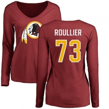NFL Women's Nike Washington Redskins #73 Chase Roullier Maroon Name & Number Logo Long Sleeve T-Shirt
