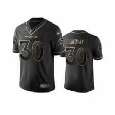 Men's Denver Broncos #30 Phillip Lindsay Black Golden Edition Limited Football Jersey