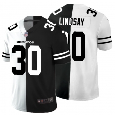 Men's Denver Broncos #30 Phillip Lindsay Black White Limited Split Fashion Football Jersey