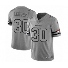 Men's Denver Broncos #30 Phillip Lindsay Gray Team Logo Gridiron Limited Football Jersey