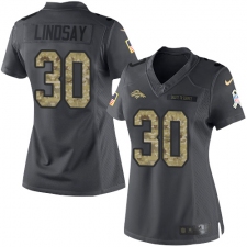 Women's Nike Denver Broncos #30 Phillip Lindsay Limited Black 2016 Salute to Service NFL Jersey
