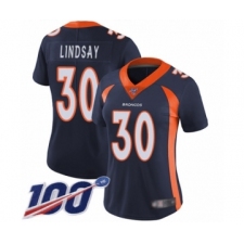 Women's Nike Denver Broncos #30 Phillip Lindsay Navy Blue Alternate Vapor Untouchable Limited Player 100th Season NFL Jersey