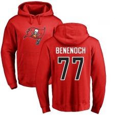 NFL Nike Tampa Bay Buccaneers #77 Caleb Benenoch Red Name & Number Logo Pullover Hoodie