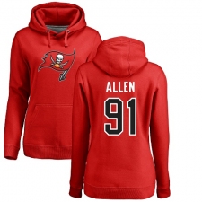 NFL Women's Nike Tampa Bay Buccaneers #91 Beau Allen Red Name & Number Logo Pullover Hoodie