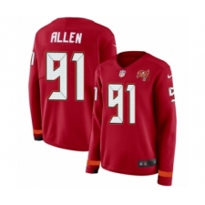 Women's Nike Tampa Bay Buccaneers #91 Beau Allen Limited Red Therma Long Sleeve NFL Jersey