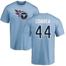 NFL Nike Tennessee Titans #44 Kamalei Correa Light Blue Name & Number Logo T-Shirt