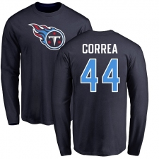 NFL Nike Tennessee Titans #44 Kamalei Correa Navy Blue Name & Number Logo Long Sleeve T-Shirt