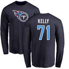 NFL Nike Tennessee Titans #71 Dennis Kelly Navy Blue Name & Number Logo Long Sleeve T-Shirt