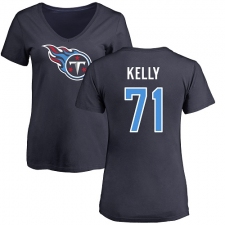 NFL Women's Nike Tennessee Titans #71 Dennis Kelly Navy Blue Name & Number Logo T-Shirt