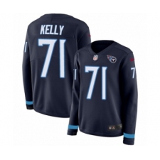Women's Nike Tennessee Titans #71 Dennis Kelly Limited Navy Blue Therma Long Sleeve NFL Jersey