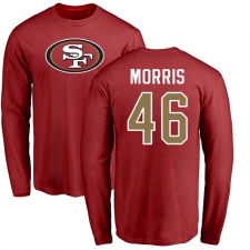 NFL Nike San Francisco 49ers #46 Alfred Morris Red Name & Number Logo Long Sleeve T-Shirt