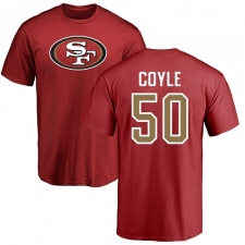 NFL Nike San Francisco 49ers #50 Brock Coyle Red Name & Number Logo T-Shirt
