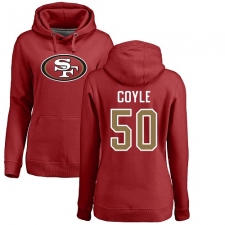 NFL Women's Nike San Francisco 49ers #50 Brock Coyle Red Name & Number Logo Pullover Hoodie