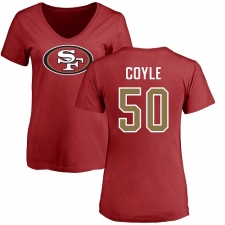 NFL Women's Nike San Francisco 49ers #50 Brock Coyle Red Name & Number Logo T-Shirt