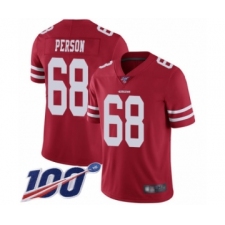 Youth San Francisco 49ers #68 Mike Person Red Team Color Vapor Untouchable Limited Player 100th Season Football Jersey