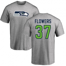 NFL Nike Seattle Seahawks #37 Tre Flowers Ash Name & Number Logo T-Shirt