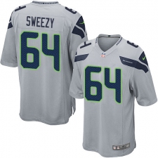 Men's Nike Seattle Seahawks #64 J.R. Sweezy Game Grey Alternate NFL Jersey